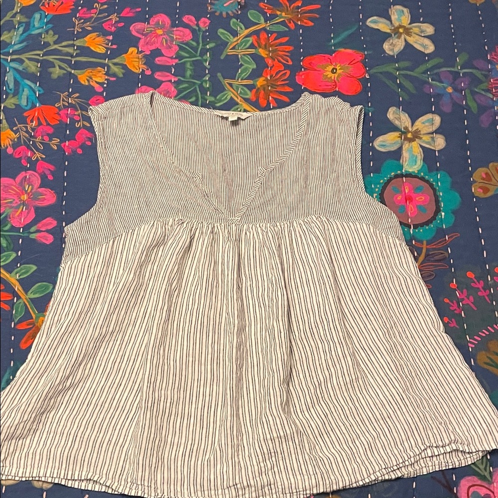 Lucky Brand Monochrome Striped Blouse